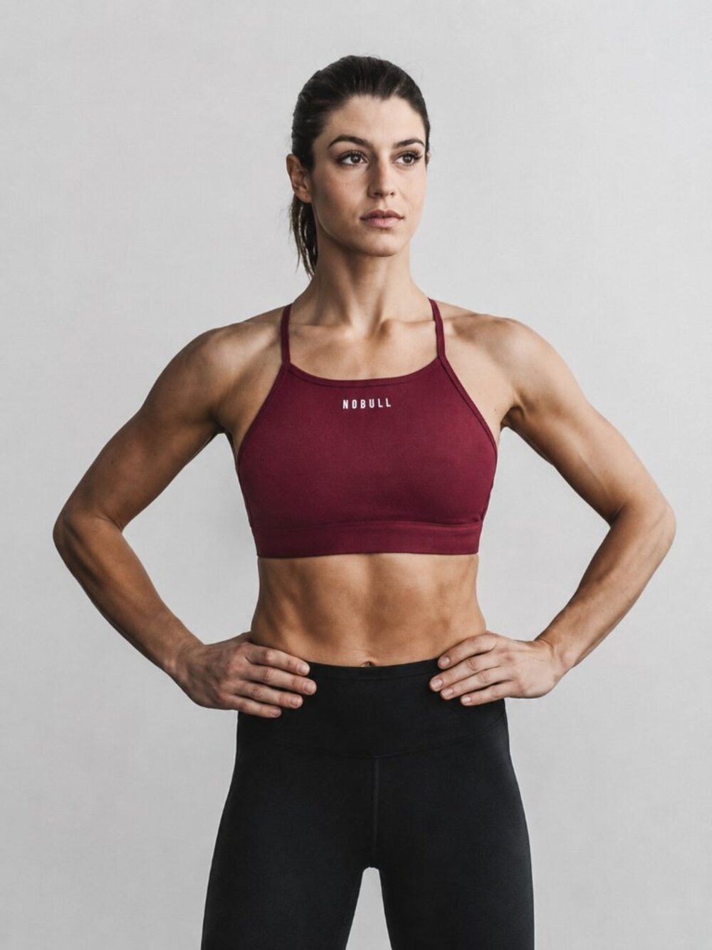 NOBULL High Neck Sports Bra Cabernet Red Workout Fitness Gym Athletic Sporty XS